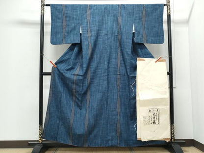 平和屋着物●銀座　志ま亀　塩沢紬　110亀甲　立涌間道　たとう紙付き　正絹　逸品　CABI1339th