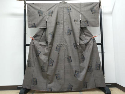 平和屋着物●本場大島紬　7マルキ　色紙草花文　正絹　逸品　CABI1342th