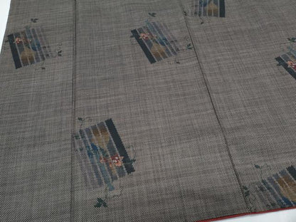 平和屋着物●本場大島紬　7マルキ　色紙草花文　正絹　逸品　CABI1342th