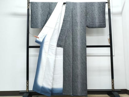 平和屋着物●上質な小紋　霞文　黒地　正絹　逸品　CABI1343th