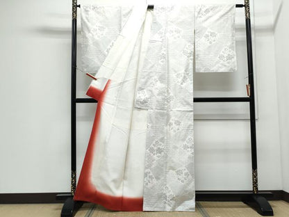 平和屋着物●本場大島紬　白大島　120亀甲　切嵌花文　正絹　逸品　CABI1345th