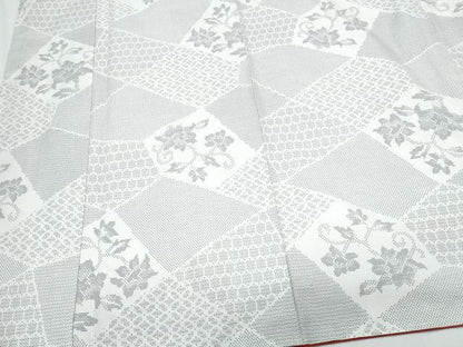 平和屋着物●本場大島紬　白大島　120亀甲　切嵌花文　正絹　逸品　CABI1345th