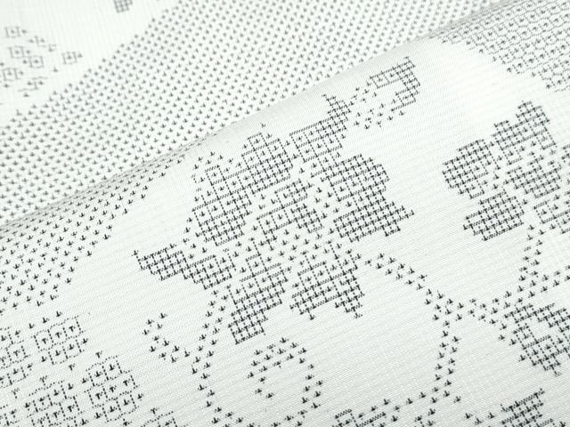 平和屋着物●本場大島紬　白大島　120亀甲　切嵌花文　正絹　逸品　CABI1345th