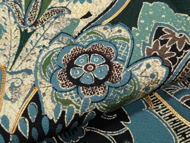 平和屋着物●豪華振袖　駒刺繍　吉祥草花文　暈し染め　金彩　正絹　逸品　CABI1349th