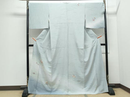 平和屋着物●訪問着　友禅　鈴　扇面花文　暈し染め　ロング丈　正絹　逸品　CABI1351th