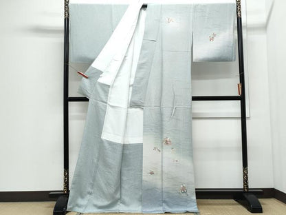 平和屋着物●訪問着　友禅　鈴　扇面花文　暈し染め　ロング丈　正絹　逸品　CABI1351th