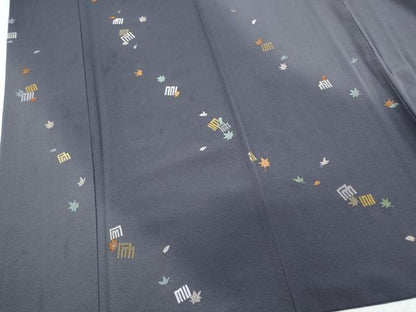 平和屋着物●訪問着　総刺繍　草花文　暈し染め　金糸　正絹　逸品　CABI1353th