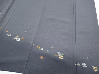 平和屋着物●訪問着　総刺繍　草花文　暈し染め　金糸　正絹　逸品　CABI1353th