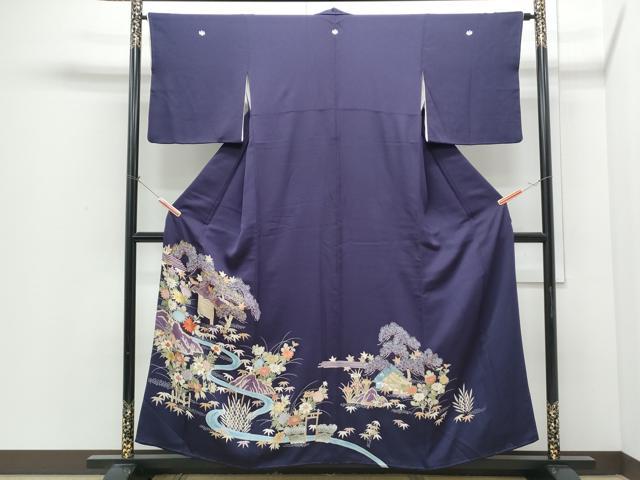 平和屋着物●豪華色留袖　駒刺繍　風景文　金彩　正絹　逸品　CABI1355th