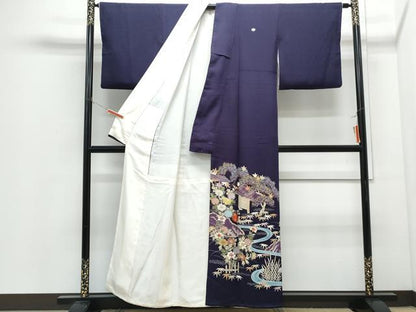 平和屋着物●豪華色留袖　駒刺繍　風景文　金彩　正絹　逸品　CABI1355th