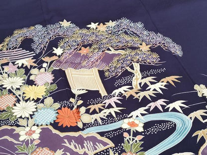 平和屋着物●豪華色留袖　駒刺繍　風景文　金彩　正絹　逸品　CABI1355th