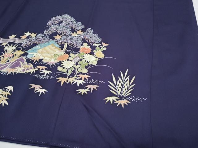 平和屋着物●豪華色留袖　駒刺繍　風景文　金彩　正絹　逸品　CABI1355th