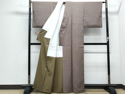 平和屋着物●上質な紬　色無地　草本木根染　樺茶色　暈し染め　証紙付き　正絹　逸品　CABI1358th