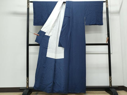平和屋着物●上質な色無地　草木染　留紺色　証紙付き　正絹　逸品　未使用　CABI1360th