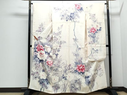 平和屋着物●豪華振袖　作家物　手描き　枝花文　正絹　逸品　CABI1370th