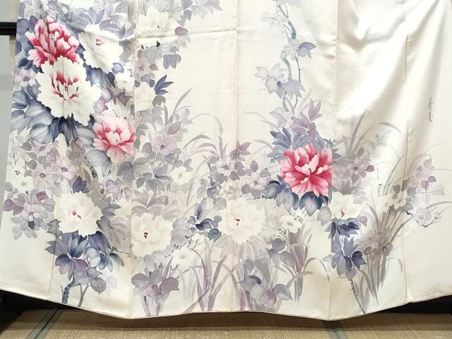 平和屋着物●豪華振袖　作家物　手描き　枝花文　正絹　逸品　CABI1370th