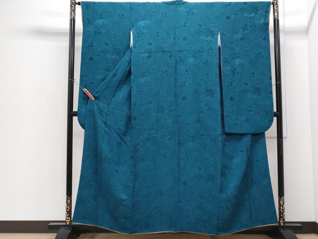 平和屋着物●豪華振袖　色無地　辻が花地紋　高麗納戸色　正絹　逸品　CABI1372th