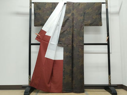 平和屋着物●本場大島紬　7マルキ　草花文　正絹　逸品　未使用　CABI1375th