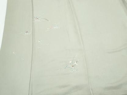 平和屋着物●豪華色留袖　刺繍　草花文　金彩　正絹　逸品　CABI1376th