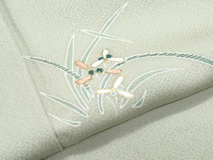 平和屋着物●豪華色留袖　刺繍　草花文　金彩　正絹　逸品　CABI1376th