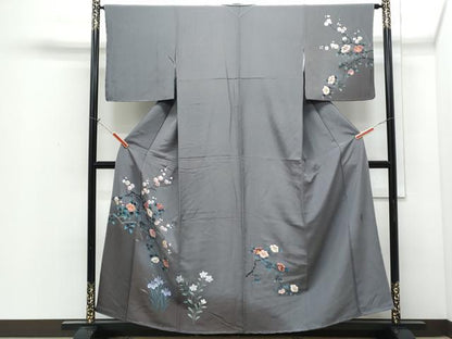 平和屋着物●訪問着　作家物　手描き　枝花文　暈し染め　正絹　逸品　CABI1379th
