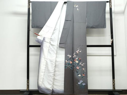 平和屋着物●訪問着　作家物　手描き　枝花文　暈し染め　正絹　逸品　CABI1379th