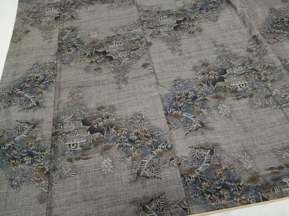 平和屋着物●本場大島紬　9マルキ　風景文　正絹　逸品　未使用　CABI1381th