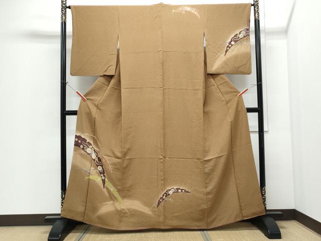平和屋着物●訪問着　絞り　雪芝花文　暈し染め　正絹　逸品　CABI1383th