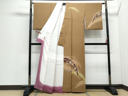 平和屋着物●訪問着　絞り　雪芝花文　暈し染め　正絹　逸品　CABI1383th