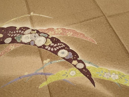 平和屋着物●訪問着　絞り　雪芝花文　暈し染め　正絹　逸品　CABI1383th