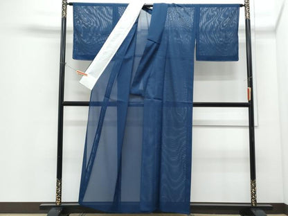 平和屋着物＊夏物　色無地　絽　濃藍色　洗える着物　未使用　CABI1388th