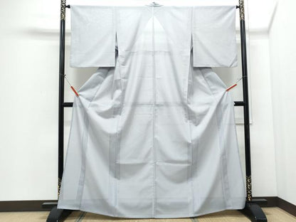平和屋着物＊夏物　色無地　絽　銀鼠色　洗える着物　CABI1389th
