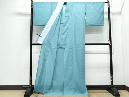 平和屋着物＊夏物　色無地　絽　新橋色　洗える着物　CABI1390th