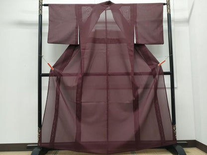 平和屋着物＊夏物　色無地　絽　葡萄色　洗える着物　CABI1391th