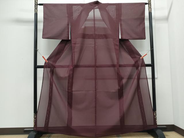 平和屋着物＊夏物　色無地　絽　葡萄色　洗える着物　CABI1391th