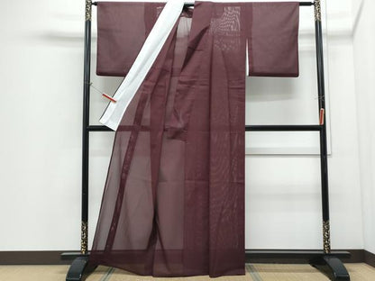 平和屋着物＊夏物　色無地　絽　葡萄色　洗える着物　CABI1391th