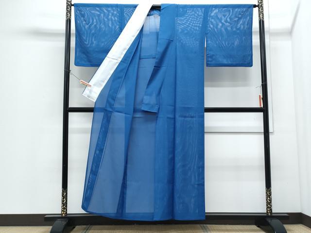 平和屋着物＊夏物　色無地　絽　紺碧色　洗える着物　CABI1393th