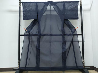 平和屋着物＊夏物　色無地　絽　紫黒色　未使用　CABI1394th