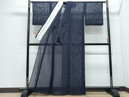 平和屋着物＊夏物　色無地　絽　紫黒色　未使用　CABI1394th