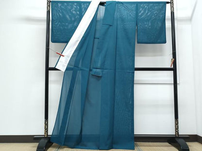 平和屋着物＊夏物　色無地　絽　高麗納戸色　洗える着物　CABI1395th