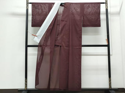 平和屋着物＊夏物　色無地　絽　葡萄茶色　洗える着物　CABI1399th