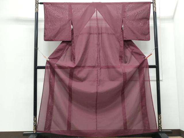 平和屋着物＊夏物　色無地　絽　葡萄色　洗える着物　CABI1401th