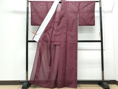 平和屋着物＊夏物　色無地　絽　葡萄色　洗える着物　CABI1401th