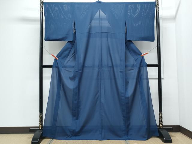 平和屋着物＊夏物　色無地　絽　紺瑠璃色　洗える着物　CABI1406th
