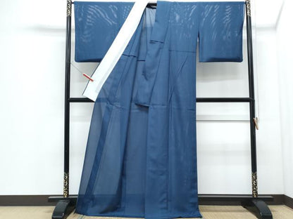 平和屋着物＊夏物　色無地　絽　紺瑠璃色　洗える着物　CABI1406th