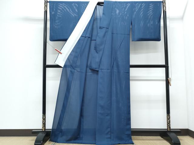 平和屋着物＊夏物　色無地　絽　紺瑠璃色　洗える着物　CABI1406th