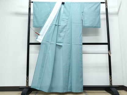 平和屋着物＊夏物　色無地　絽　青竹色　洗える着物　CABI1407th