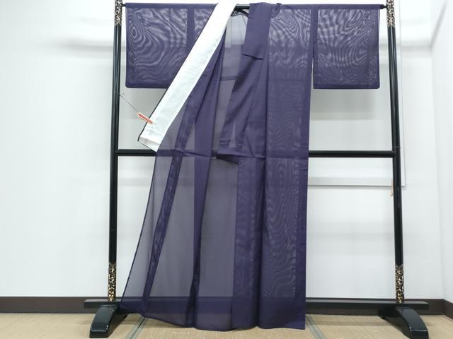 平和屋着物＊夏物　色無地　絽　深紫色　正絹　逸品　CABI1408th