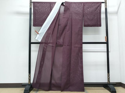 平和屋着物＊夏物　色無地　絽　葡萄茶色　洗える着物　未使用　CABI1409th