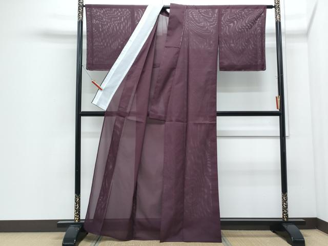平和屋着物＊夏物　色無地　絽　葡萄茶色　洗える着物　未使用　CABI1409th